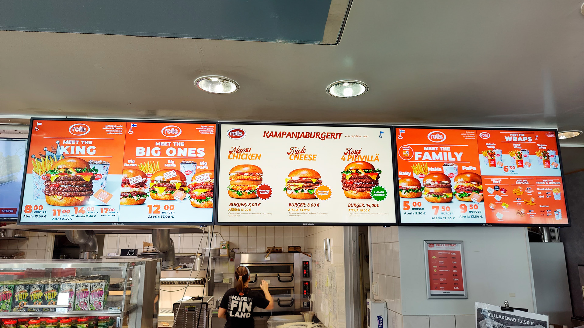 Infonäytöt ravintolassa hinnasto ja tuote menu käytössä